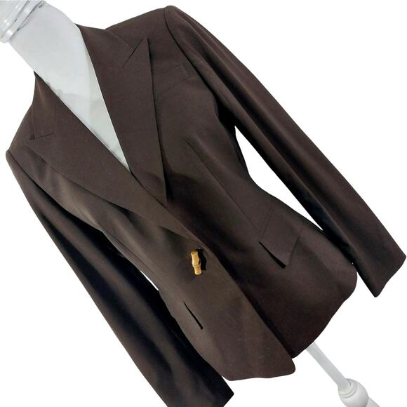 MICHAEL BY MICHAEL KORS! ESPRESSO BROWN WOOL BLEND TAILORED JACKET, BLAZER! SZ 6 - Picture 1 of 10